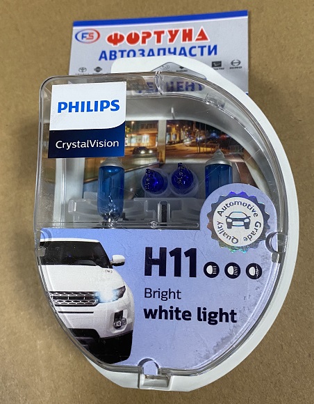 Лампочка Philips 12362CVSM 12V H11 55W /CrystalVision,  Light 4300K/ (комплект 4 шт) на  