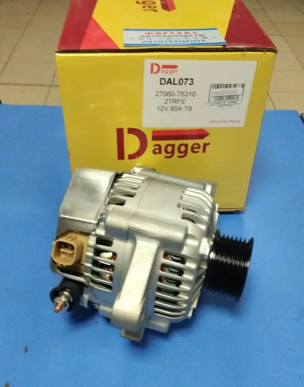 Генератор 2TR-FE (DAL073) DAGGER /Prado TRJ120 80A/(фишк.квад. 4pin/шкив 7pk) на  
