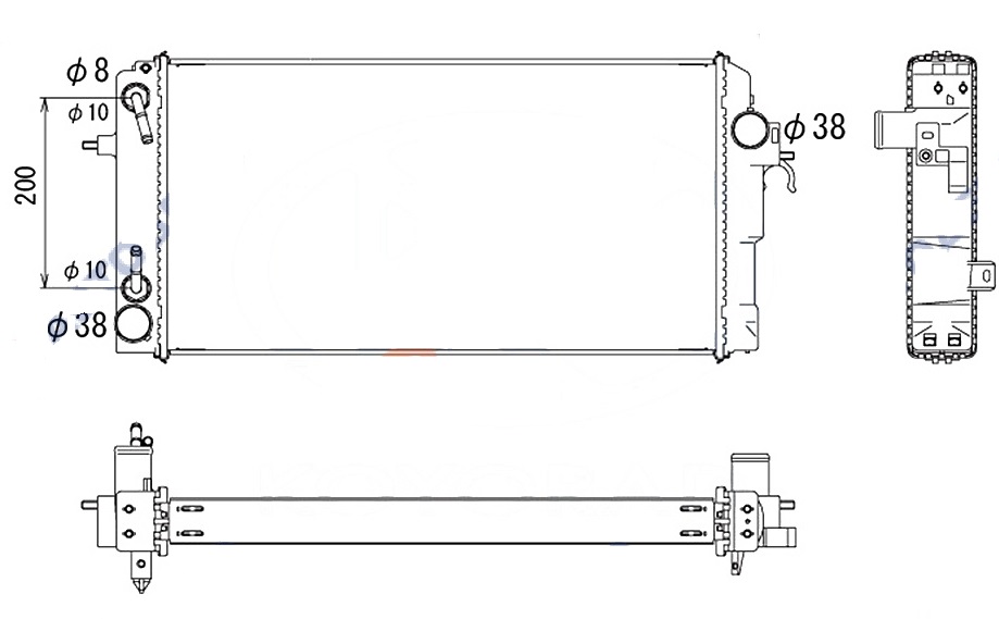 Радиатор TY0050-KM70 (TO-0508-36) /LITE/TOWNACE 99-07 7KE KM70/KM75/ [16400-13670] ADR на  